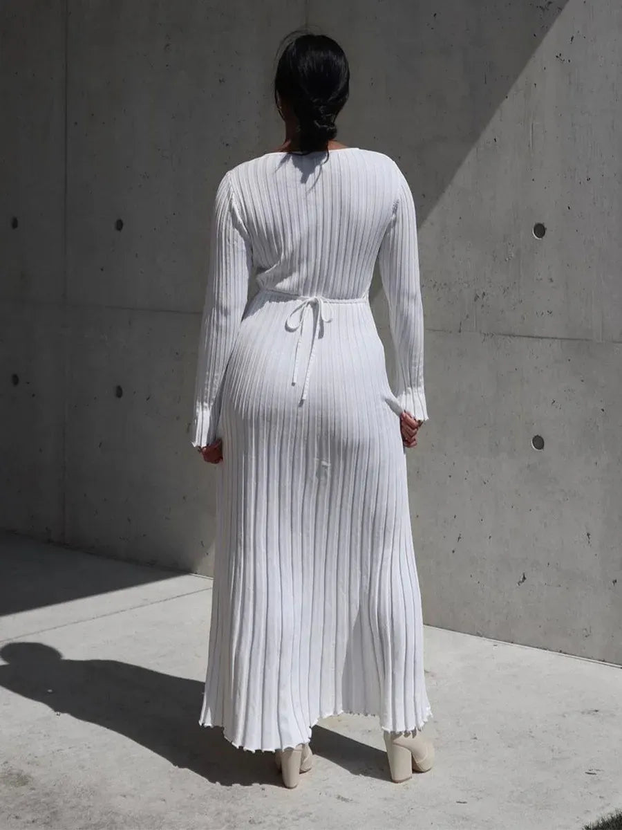 Vestido Midi de Malha ChicMaxi – Conforto Elegante para Outono & Inverno