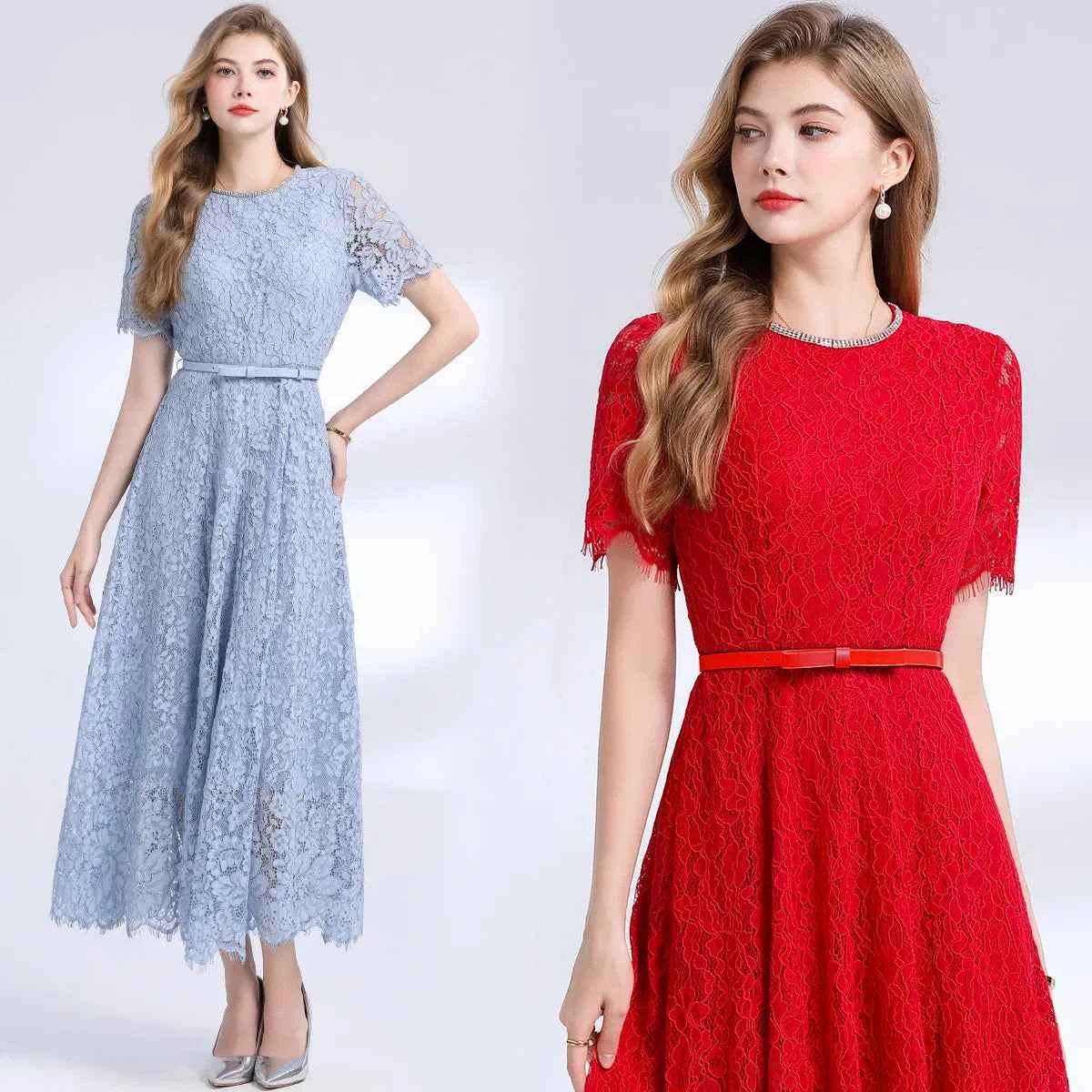 Vestido de Renda Elegância Suprema — Presença Inesquecível