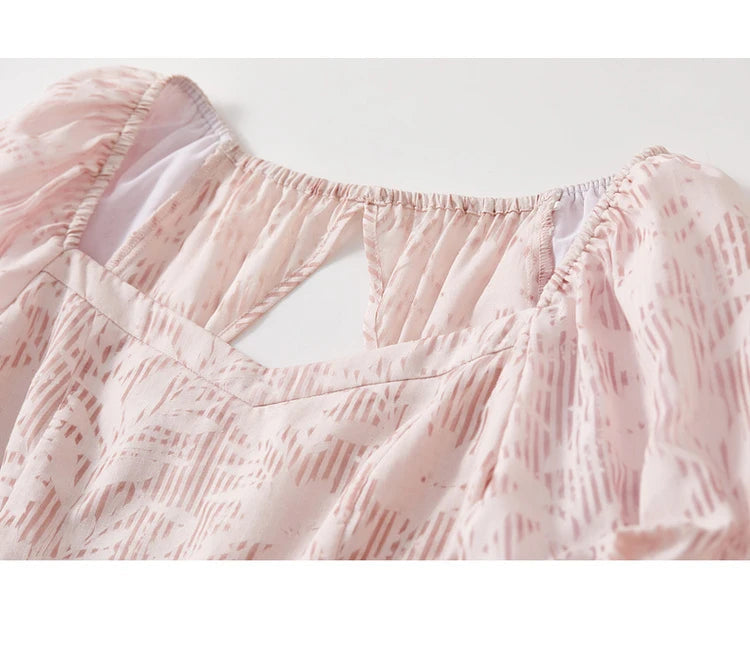 Sentubila algodão diamantes colarinho vestidos femininos 2025 primavera a linha oco para fora puff manga vestido de férias feminino 142l55195