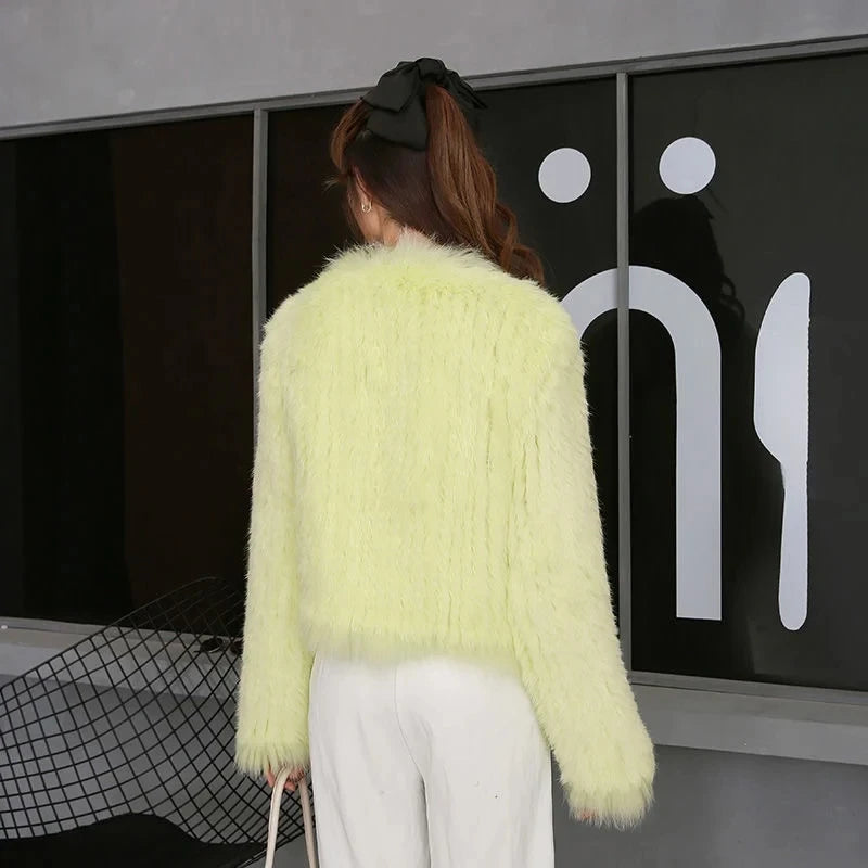 2025 nueva moda abrigos de piel de conejo Natural tejidos nuevas chaquetas de piel de zorro Real ropa de mujer de lujo prendas de vestir