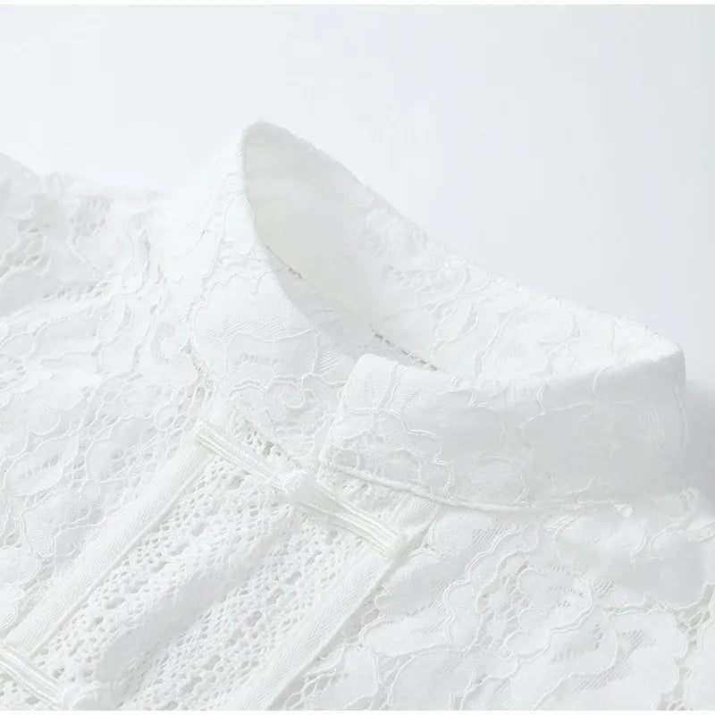 Blusa de Renda Feminina Manga Bufante Élodie