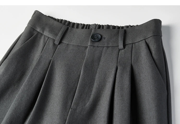 Sentubila blazer e calças terno 2025 acolchoado ombro superior calças de perna larga senhora define feminino trabalho wear 2 peça set153ze1874