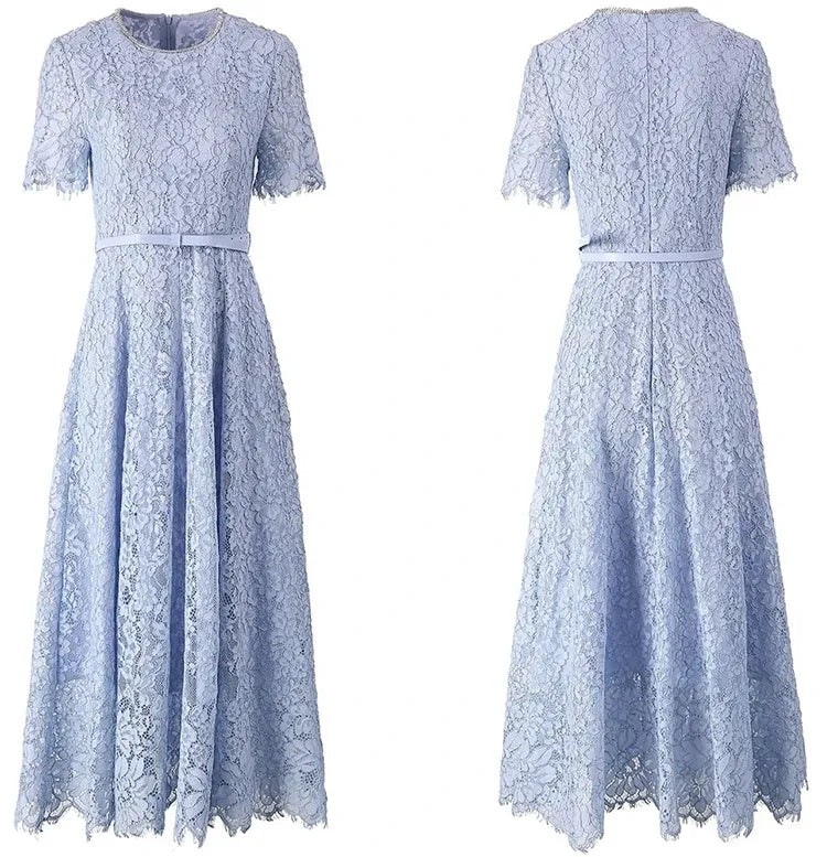 Vestido de Renda Midi Elegante Valentina Rubra