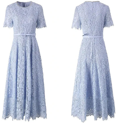 Vestido de Renda Midi Elegante Valentina Rubra