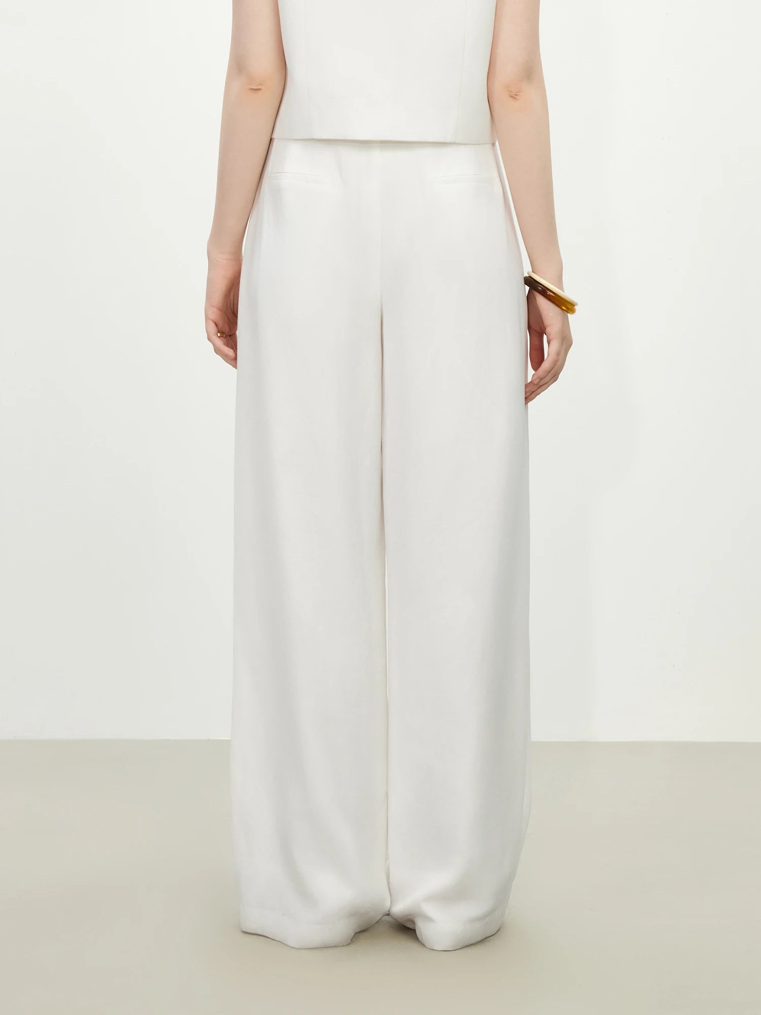 Calça Wide Leg Feminina Eco Linho Branca - AlmaChic