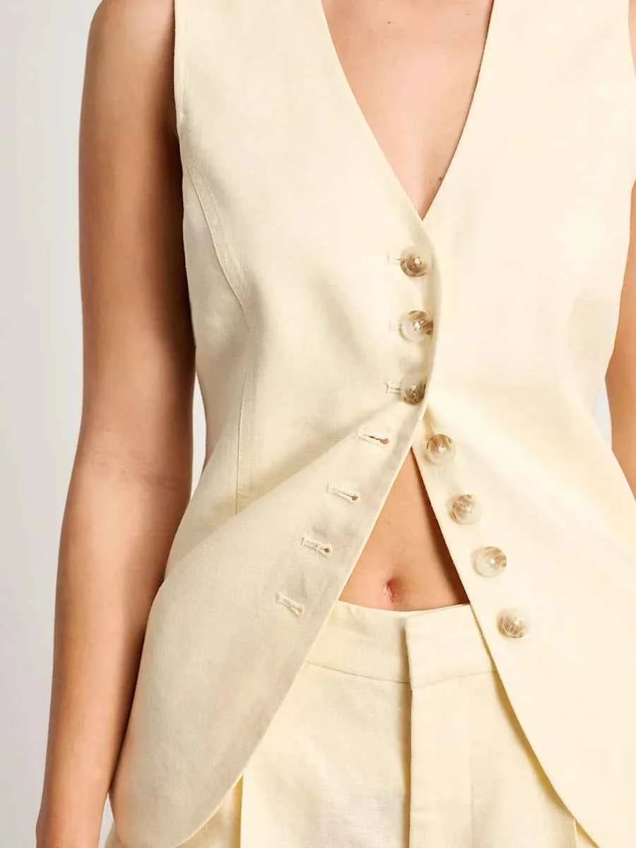 Conjunto Feminino Essence Linen – Colete & Short de Linho e Algodão