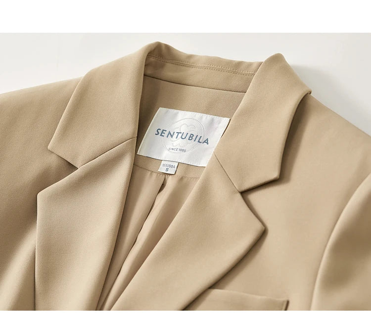 Sentubila textura solta casaco sob medida para mulher 2025 outono turn down collar escritório senhora trabalho negócios feminino blazer 143x56249