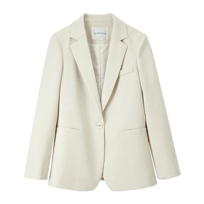 Sentubila sólida blazer senhora do escritório profissional novo único botão de trabalho em linha reta terno jaqueta blazer para mulher 123x43564