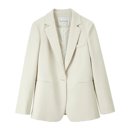 Sentubila sólida blazer senhora do escritório profissional novo único botão de trabalho em linha reta terno jaqueta blazer para mulher 123x43564