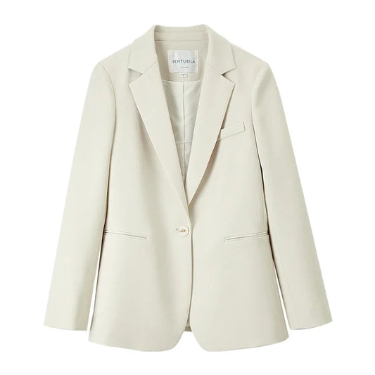 Sentubila sólida blazer senhora do escritório profissional novo único botão de trabalho em linha reta terno jaqueta blazer para mulher 123x43564