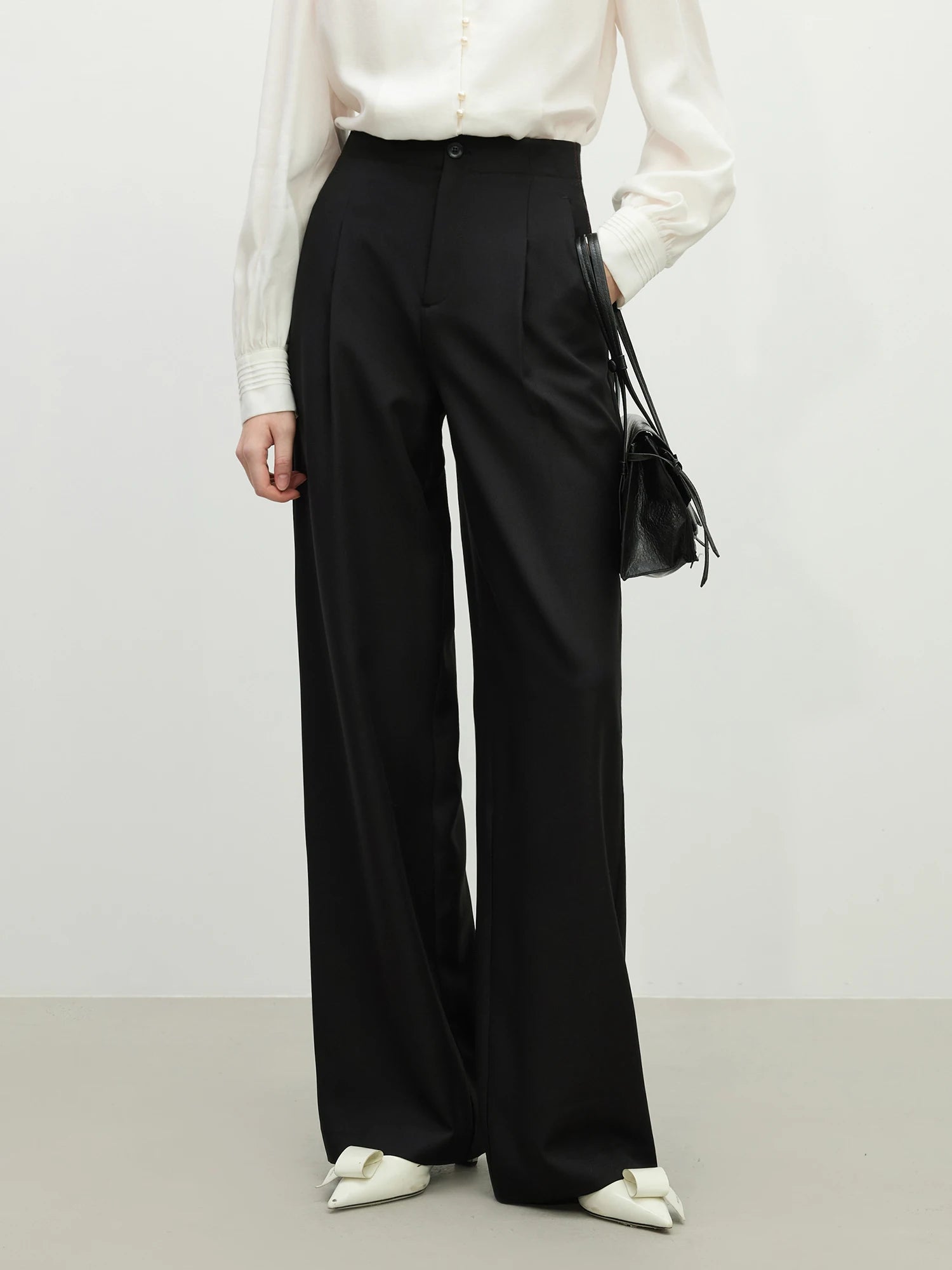FSLE Women Spring Black Suit Sets Office Lady Temperament Short Single Button Blazers Full Length Trousers 25FS11065+25FS11066