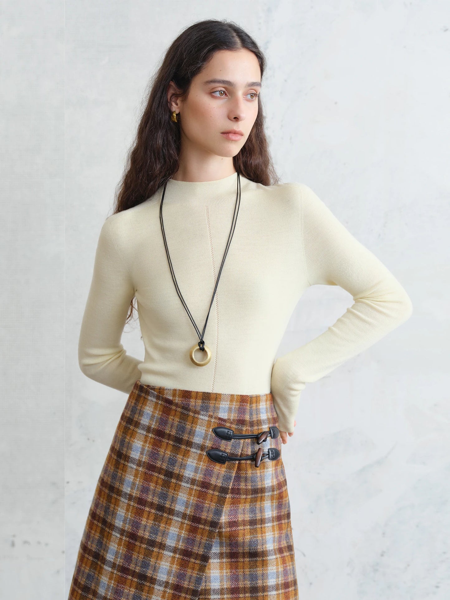 Blusa Térmica Feminina Vienne Meia Gola creme AlmaChic