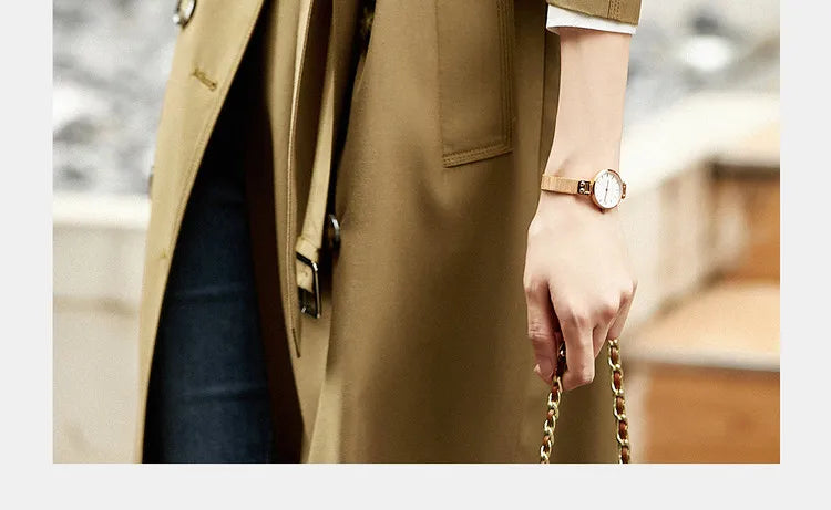 Sentubila-Elegante Trench Coat Longo Feminino, Blusão Solto, Jaqueta Traseiro Duplo, Casacos, Inverno, Outono, 123F42871