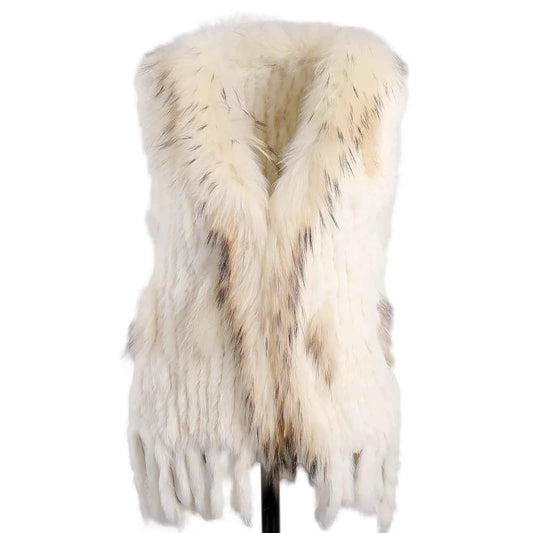 Colete de Pele de Coelho com Guaxinim — Elegância Atemporal