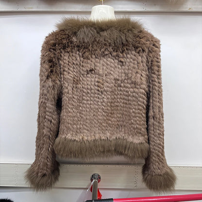 2025 nueva moda abrigos de piel de conejo Natural tejidos nuevas chaquetas de piel de zorro Real ropa de mujer de lujo prendas de vestir