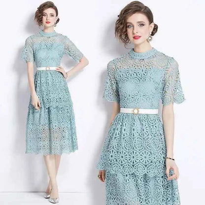 Vestido de Renda Feminino Amélie Blanc — Midi Bordado (Cópia)