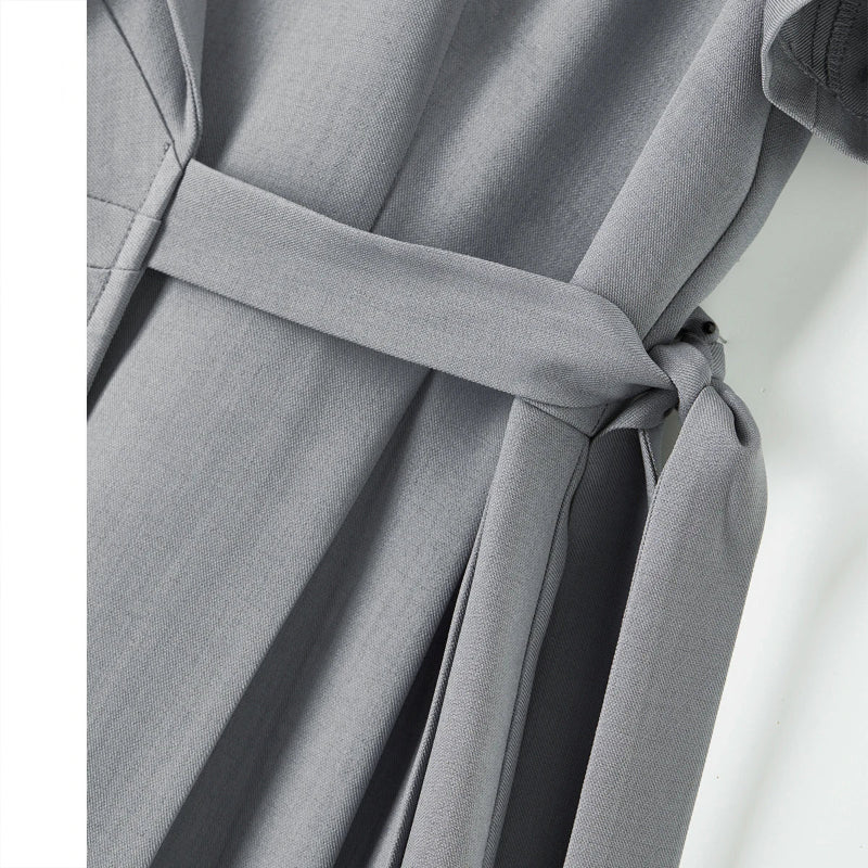 SENTUBILA vestido de verano 2025 mujer lugar de trabajo desplazamientos mangas abullonadas dobladillo Irregular atado cintura Cincher plisado vestidos Midi Q52LC0189