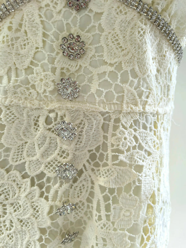 Vestido de Renda Longo Bordado Feminino Isadora