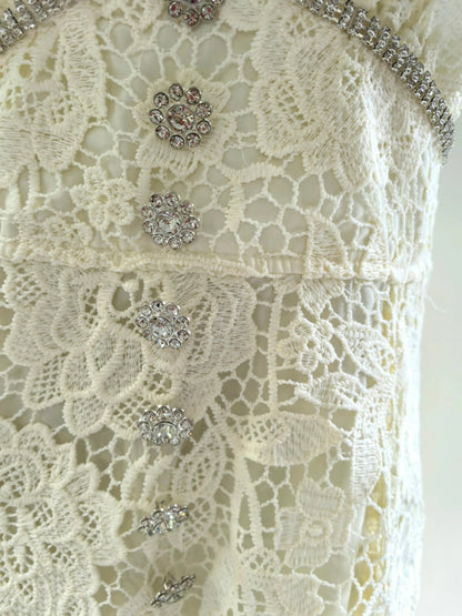 Vestido de Renda Longo Bordado Feminino Isadora