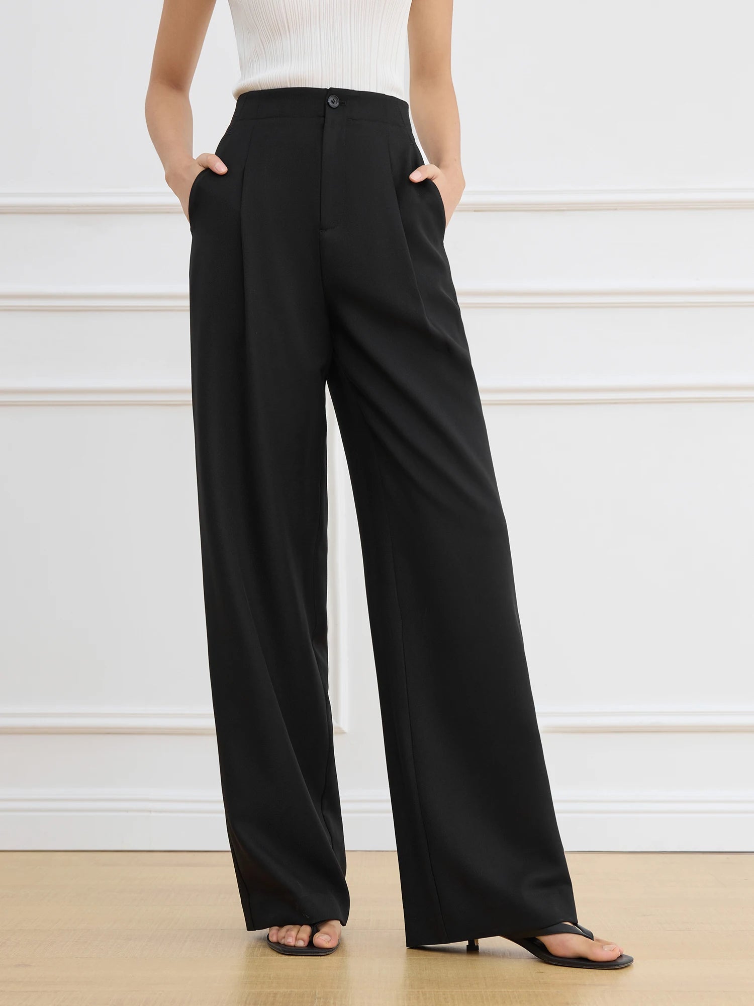 FSLE Women Spring Black Suit Sets Office Lady Temperament Short Single Button Blazers Full Length Trousers 25FS11065+25FS11066