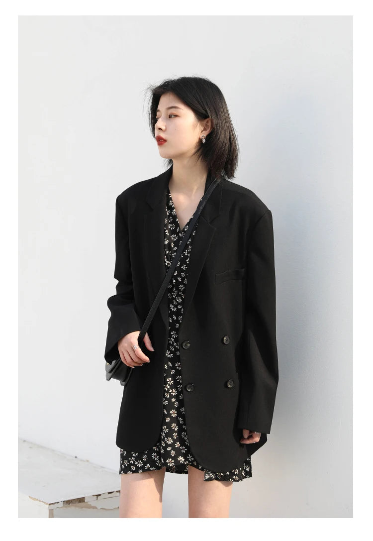 CHIC VEN-Blazer de manga comprida feminino, casacos coreanos casuais, monocromáticos, roupas de escritório com todos os fósforos, moda elegante, primavera, outono, 2023