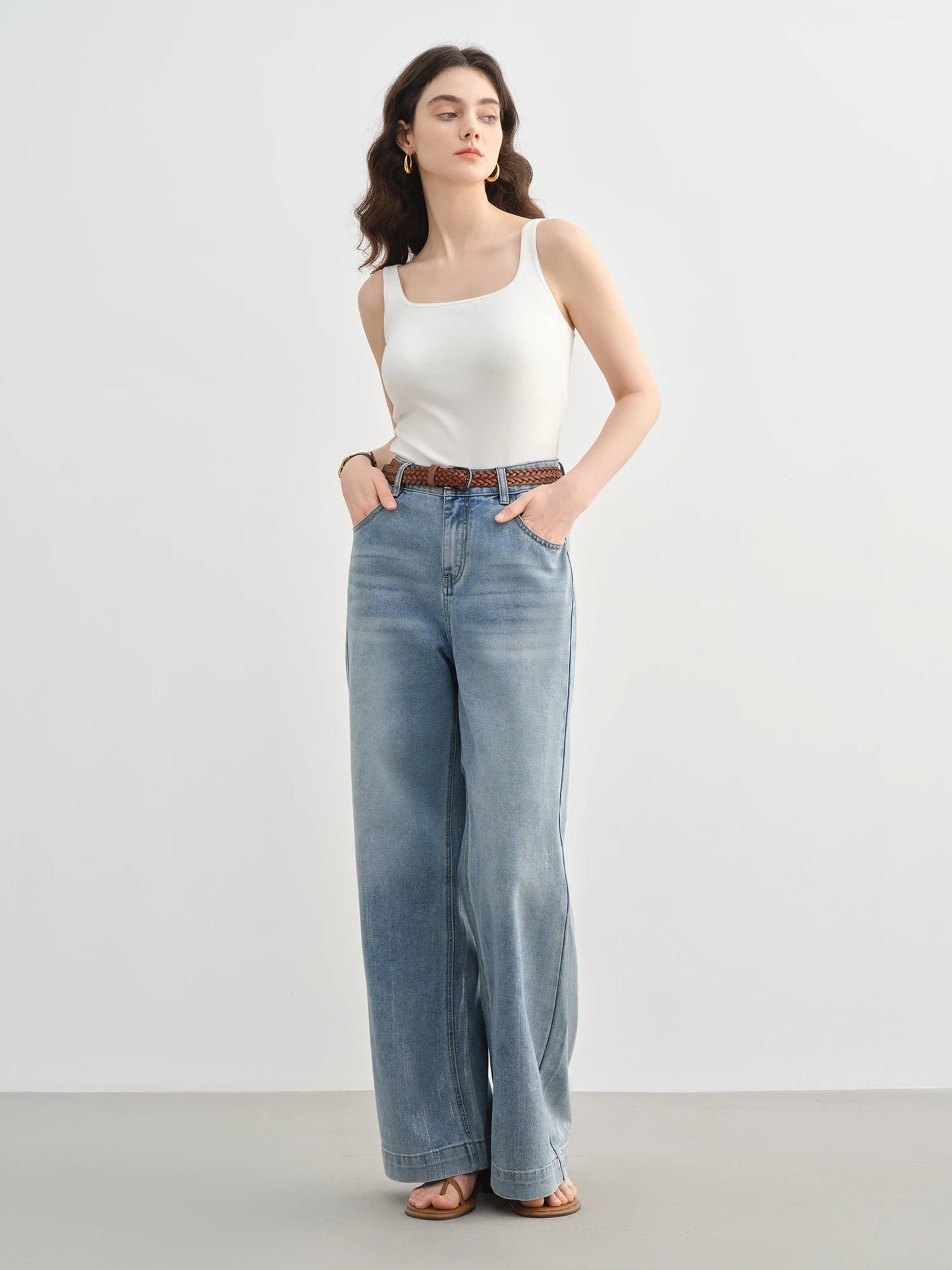Dushu 2025 verão plus size galaxy meteor jeans de cintura alta prata-em relevo calças jeans de perna larga 25ds82056