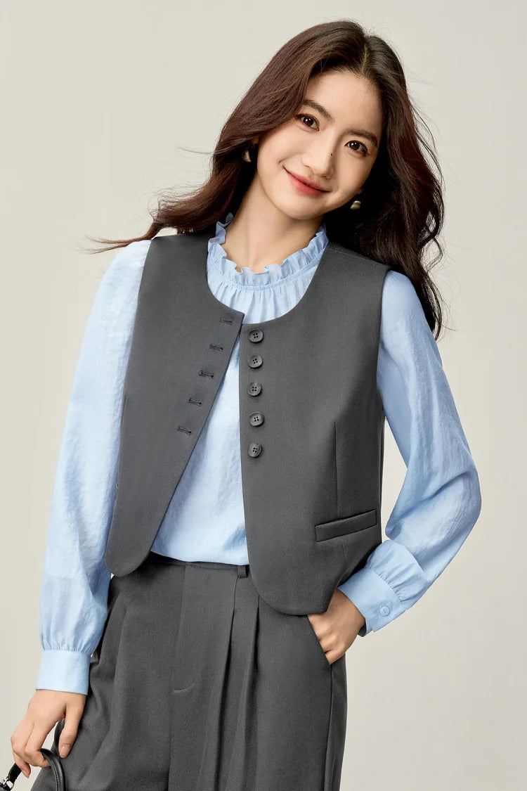 Sentubila terno feminino 3 peças jaqueta formal colete calças feminino conjunto de trabalho de negócios plissado pulôver blazer conjunto 153za1930