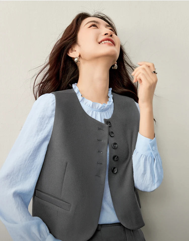 Sentubila terno feminino 3 peças jaqueta formal colete calças feminino conjunto de trabalho de negócios plissado pulôver blazer conjunto 153za1930