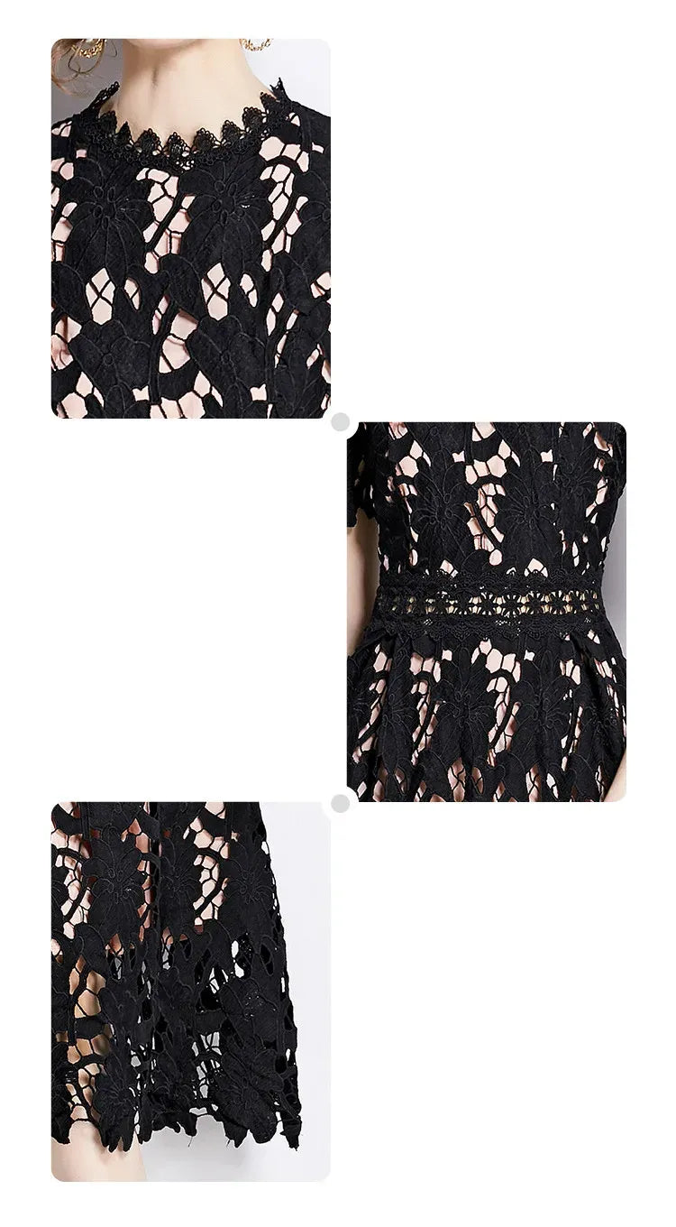 Vestido de Renda Feminino Camille Fleur — Midi com Bordado Floral