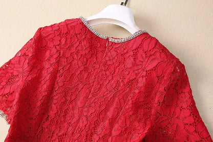 Vestido de Renda Midi Elegante Valentina Rubra