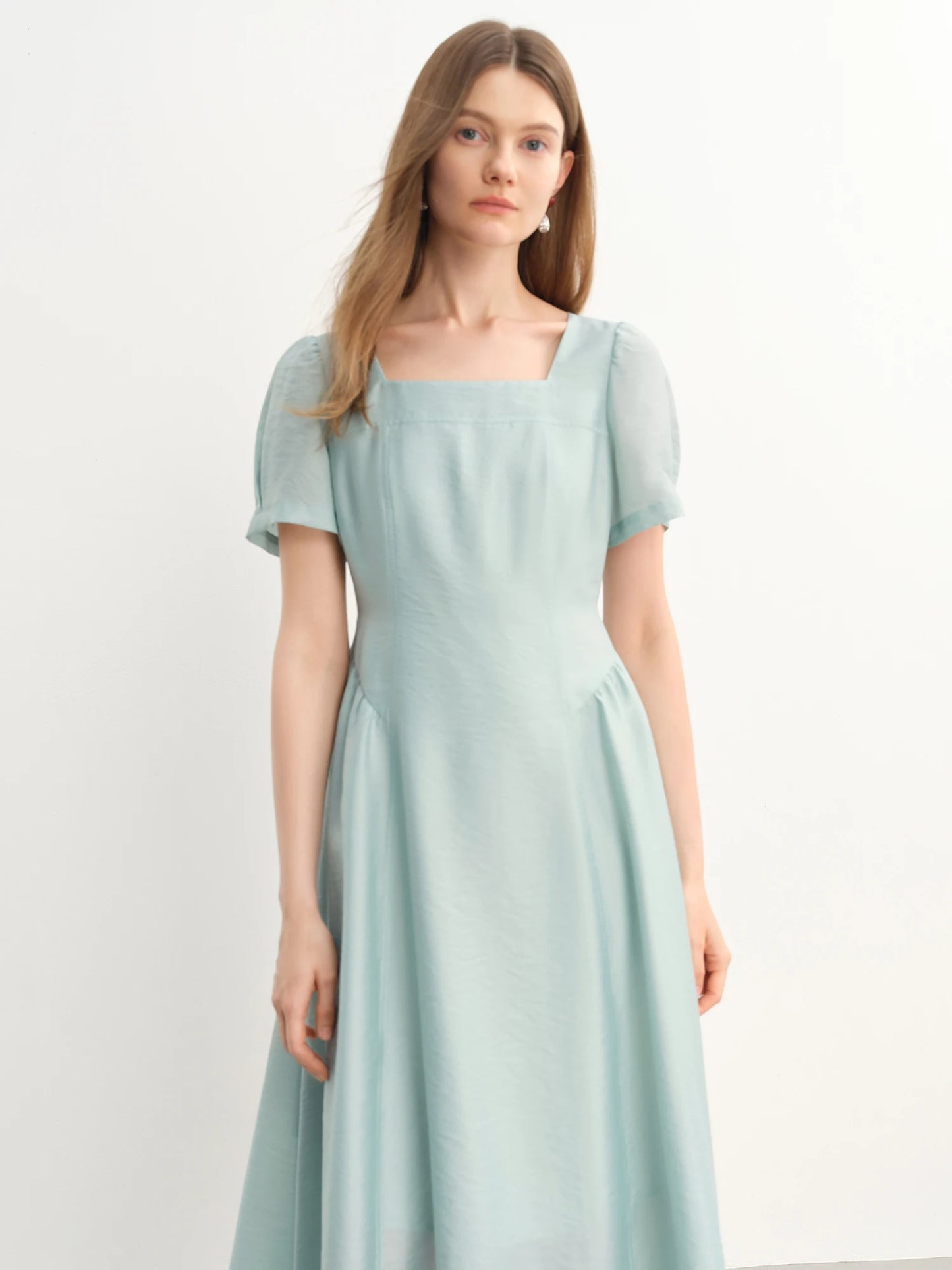 Dushu plus size feminino francês decote quadrado lado plissado elegante ancora vestido vermelho-2520 verão novos vestidos 25ds82788