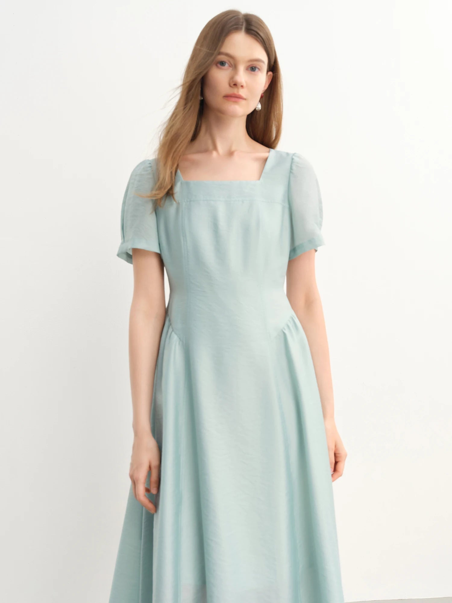 Dushu plus size feminino francês decote quadrado lado plissado elegante ancora vestido vermelho-2520 verão novos vestidos 25ds82788