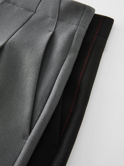 FSLE Women Spring Black Suit Sets Office Lady Temperament Short Single Button Blazers Full Length Trousers 25FS11065+25FS11066