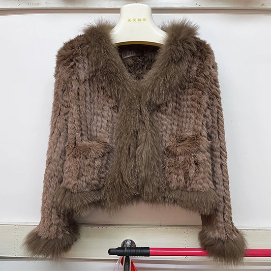 2025 nueva moda abrigos de piel de conejo Natural tejidos nuevas chaquetas de piel de zorro Real ropa de mujer de lujo prendas de vestir