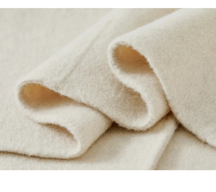 Casaco de Lã Longo Feminino Inverno Sofia – Gola Marinheiro & Lã Pura