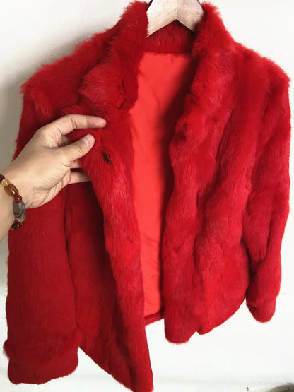 Casaco Feminino de Pele de Coelho Fancy Margaux