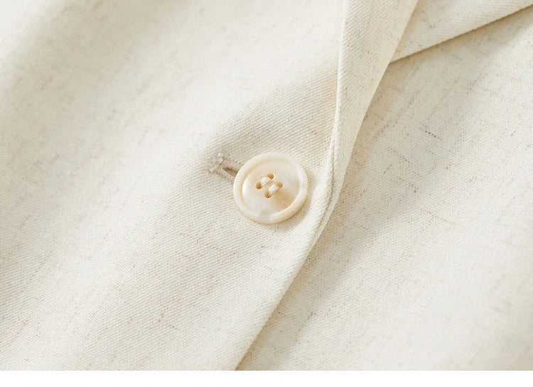 Sentubila blazers de linho reto para mulher 2025 primavera sólida senhora do escritório workwear entalhado único breasted outerwear 151x58179