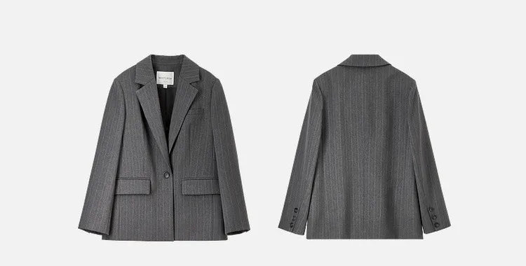 Sentubila feminino textura listrado calça ternos 2024 inverno entalhado pescoço único botão calças de perna reta 2 peça conjunto 143z56524