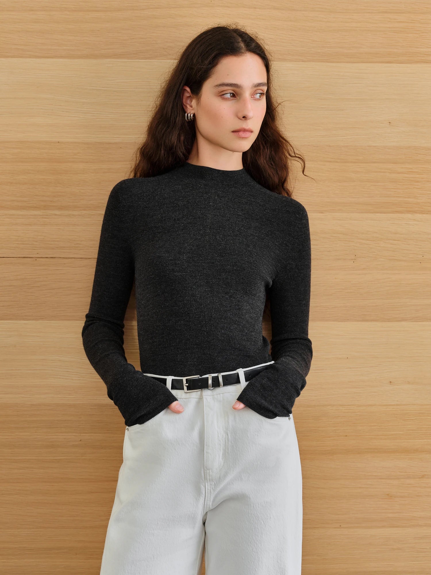 Blusa Térmica Feminina Vienne Meia Gola cinza escuro AlmaChic
