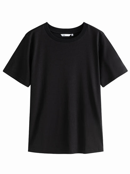 FSLE-camiseta feminina de manga curta, 100% algodão, gola redonda, blusa reta, branca e preta, nova para primavera e verão, 2023