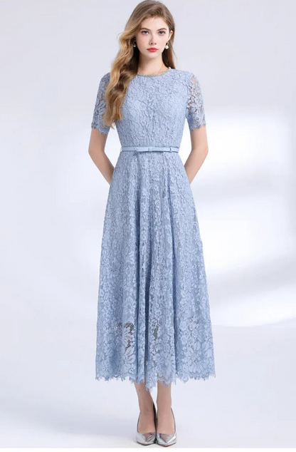 Vestido de Renda Midi Elegante Valentina Rubra