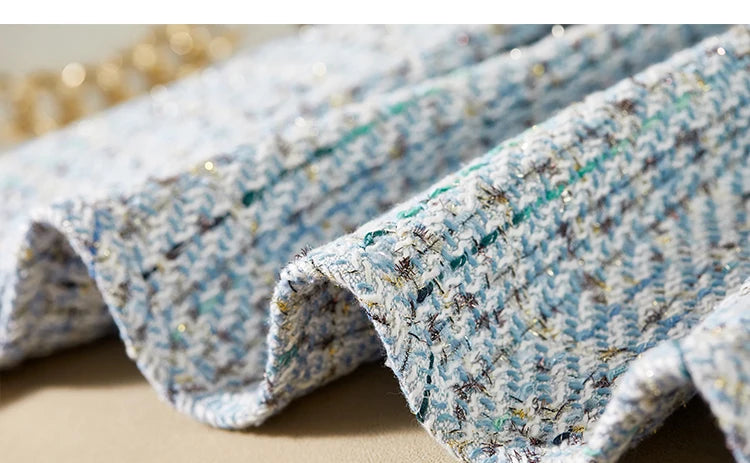 Sentubila recortado tweed jaqueta para mulher 2024 outono elegante moda outerwear o-pescoço casacos curtos roupas femininas 143w56772x