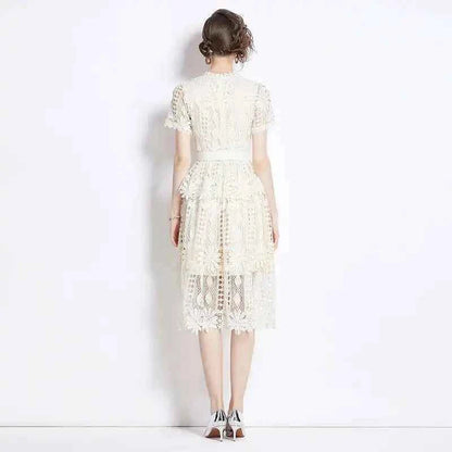 Vestido de Renda Feminino Amélie Blanc — Midi Bordado (Cópia)