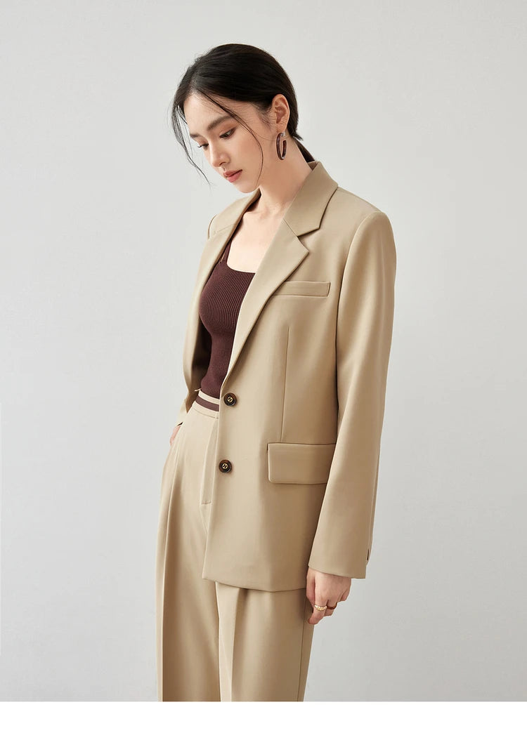 Sentubila textura solta casaco sob medida para mulher 2025 outono turn down collar escritório senhora trabalho negócios feminino blazer 143x56249