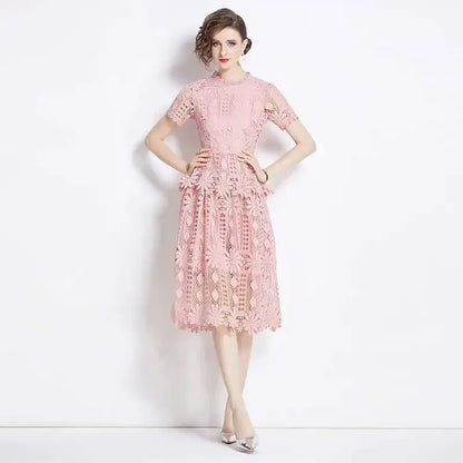 Vestido de Renda Midi Floral Feminino Aurora