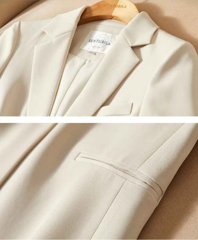Sentubila sólida blazer senhora do escritório profissional novo único botão de trabalho em linha reta terno jaqueta blazer para mulher 123x43564