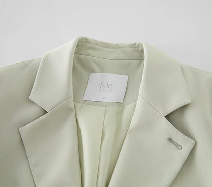 Fsle versátil estilo elegante blazer jaqueta para mulher 2025 nova chegada design exclusivo escritório solto topo verde chique casaco 25fs11075