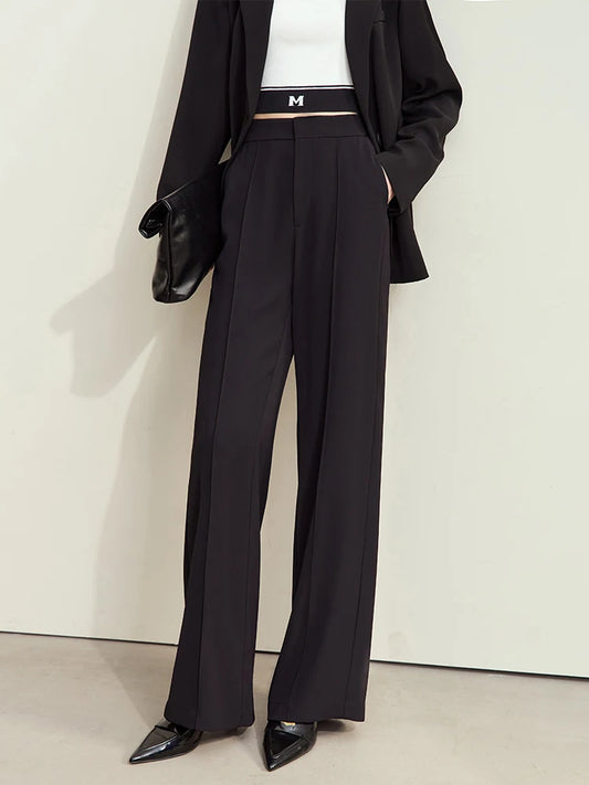 Amii-Calças femininas de blazer de perna larga, calças minimalistas, senhora do escritório, até o chão, casual, novo, Outono, 2022, 12443042