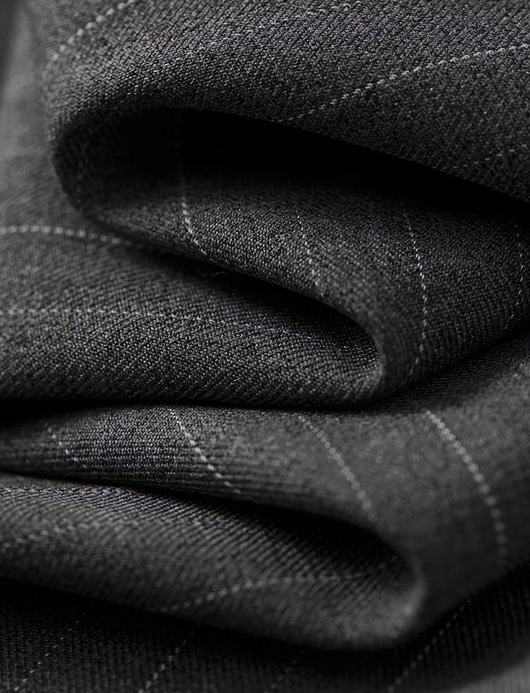 Sentubila feminino textura listrado calça ternos 2024 inverno entalhado pescoço único botão calças de perna reta 2 peça conjunto 143z56524