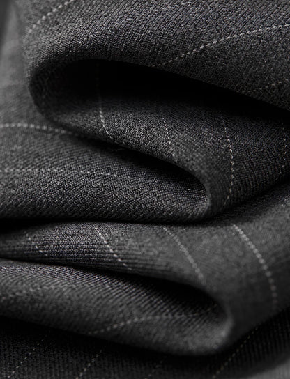 Sentubila feminino textura listrado calça ternos 2024 inverno entalhado pescoço único botão calças de perna reta 2 peça conjunto 143z56524